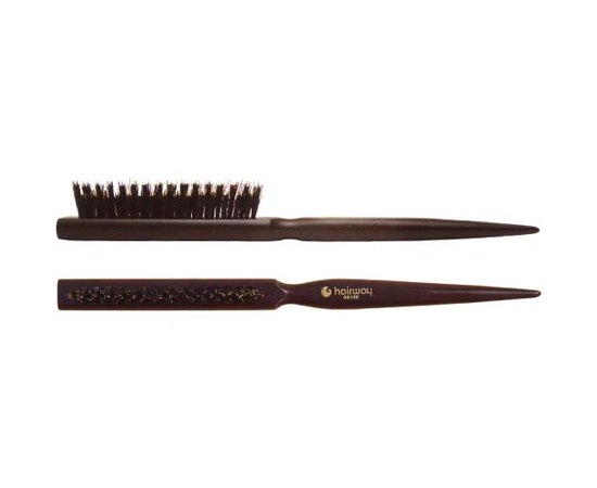 Щетка для начеса 3-рядная темное дерево натуральная щетина дикобраз HairWay 08100, изображение 2